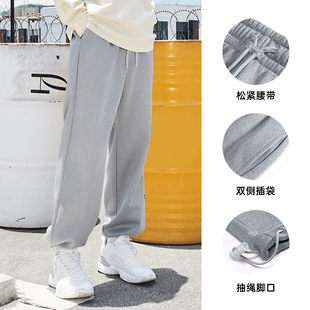 准者官方旗舰加绒运动长裤男士秋季新款加厚保暖休闲束脚裤子卫裤