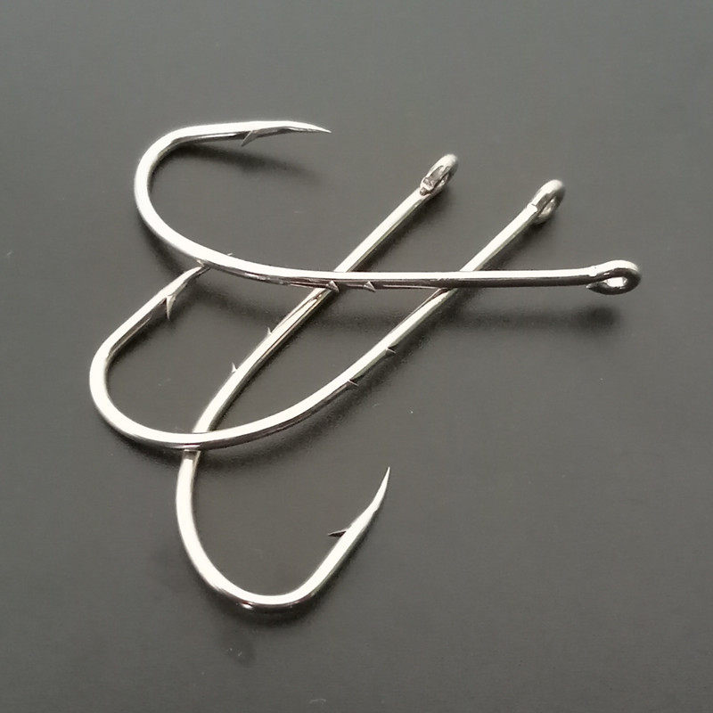 长柄歪嘴双背刺鱼钩有倒刺管付海钓进口鱼钩带圈带环黑鲷活饵潮钩