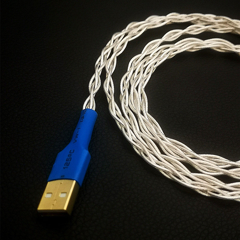6nocc单晶镀银usb声卡线解方ab发烧音频信号线线材