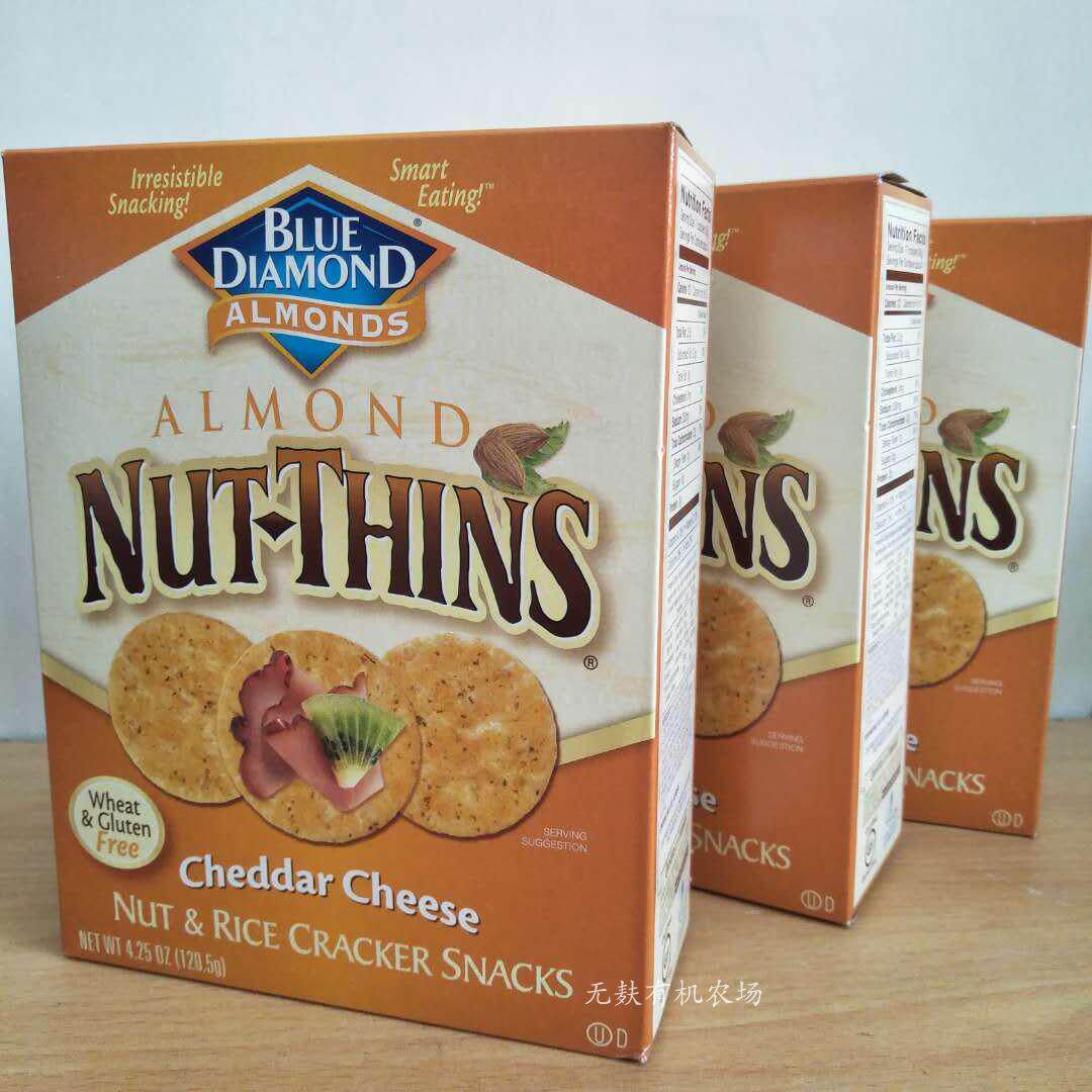美国bluediamondalmondnutthins无麸杏仁海盐饼干麦麸曲奇饼干