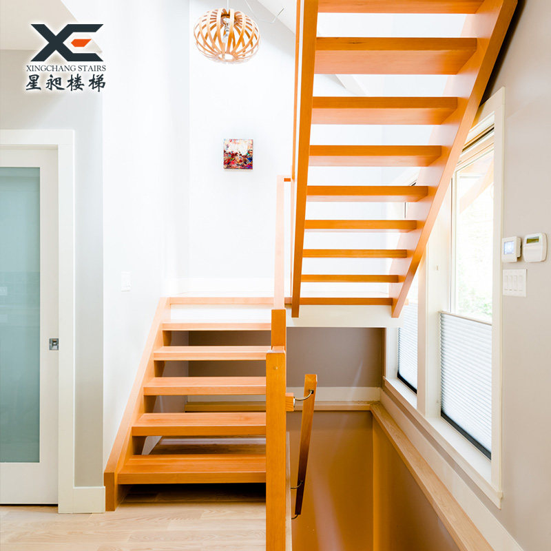 楼梯定制实木原木整体复式阁楼别墅diy踏步整体楼梯