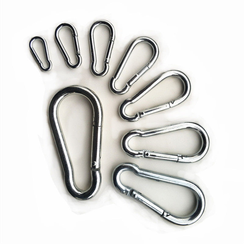 承重扣登山扣铁镀锌爬山扣户外挂扣迷你弹簧绳扣保险扣安全扣狗链