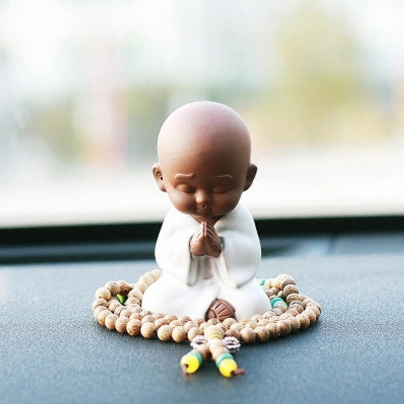 汽车饰品陶瓷沙弥禅意小和小和尚尚可爱保平安平安车摆件