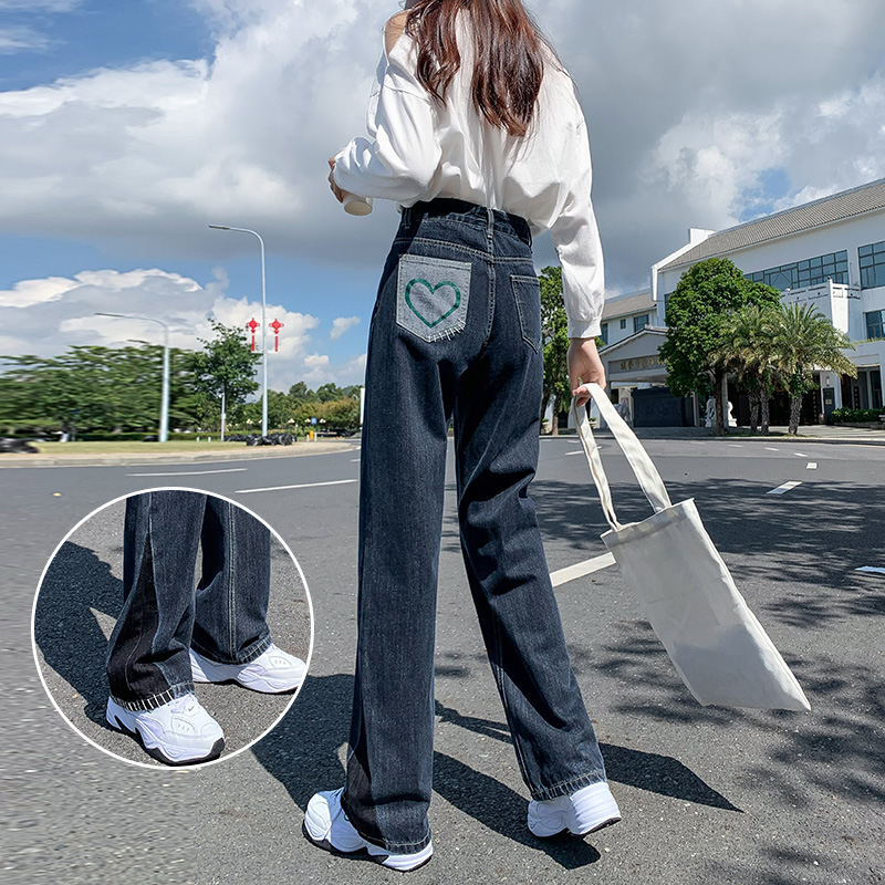 直筒牛仔裤女秋冬高腰宽松显瘦小个子加绒阔腿裤子2022年春装新款