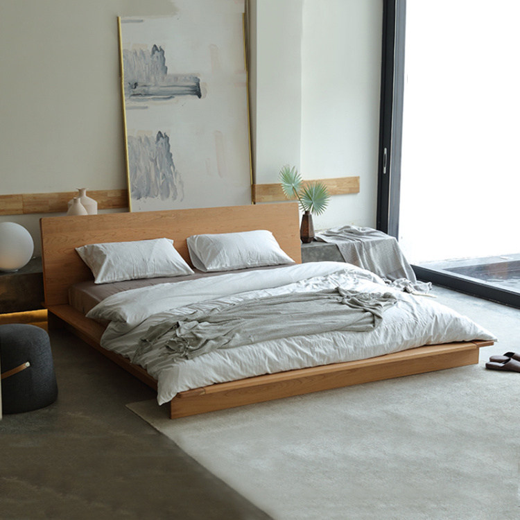 九木木工侘寂双人床主卧2022年新款kingsize大床民宿实木床