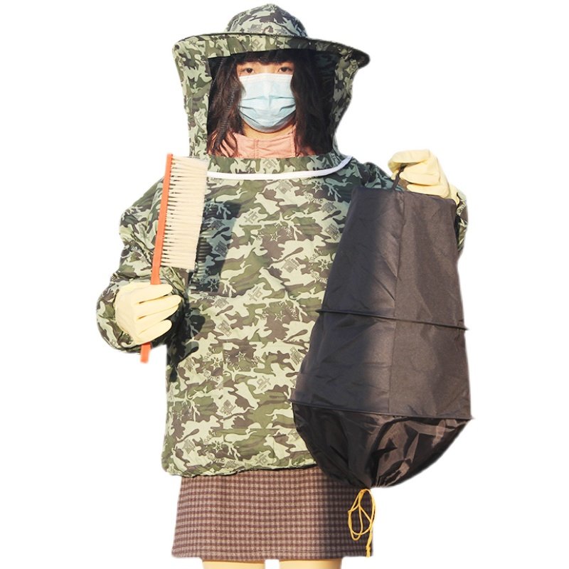五星迷彩半身蜜蜂服防蜂服蜜蜂防护服蜂扫手套蜂帽养蜂专用工具