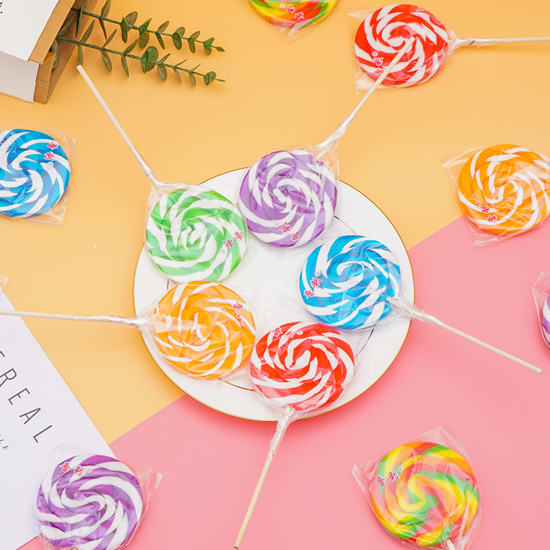 网红彩虹棒棒糖创意意高颜值超大波板糖整箱儿童糖果