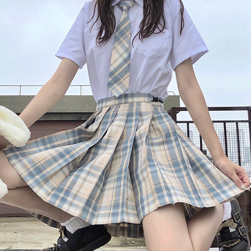 柠檬柠檬海海盐jk制服夏季日系可爱格子百褶裙半身裙