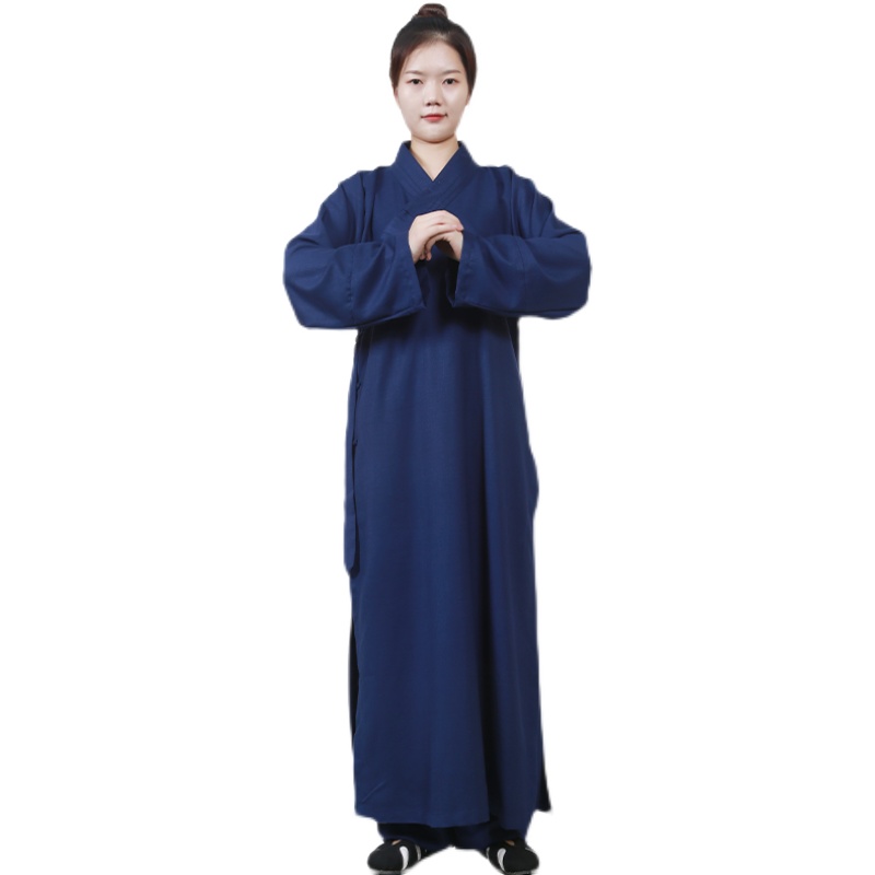 道士武当道袍春夏斜襟三清长袍服装男全真道太极服