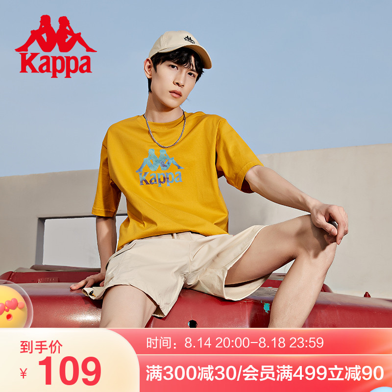 kappa卡帕现实悦镜短袖2022新款男印花T恤纯棉圆领半袖休闲图案衫