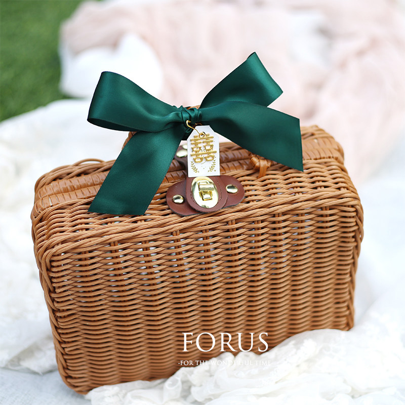 伴手礼结婚实用高档包装盒姐妹团伴娘伴郎礼物篮子藤编走心礼盒空