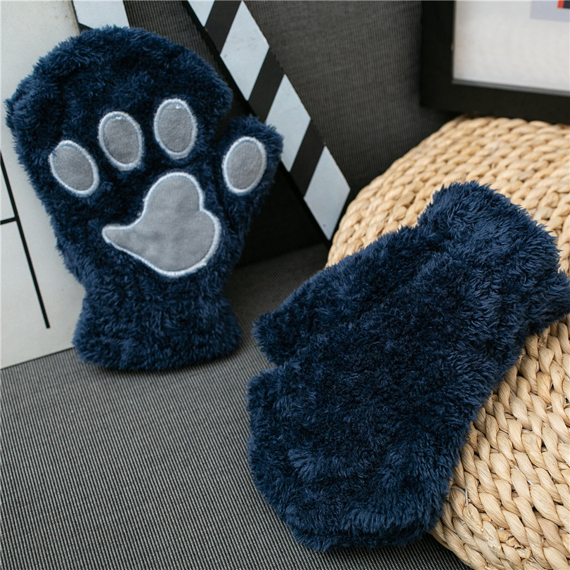 手套冬天学生秋冬季保暖软妹可爱兽爪毛绒猫爪手套