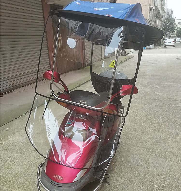 踏板女式摩托车挡雨雨棚电瓶车防晒遮阳伞挡风防雨摩托车前挡风