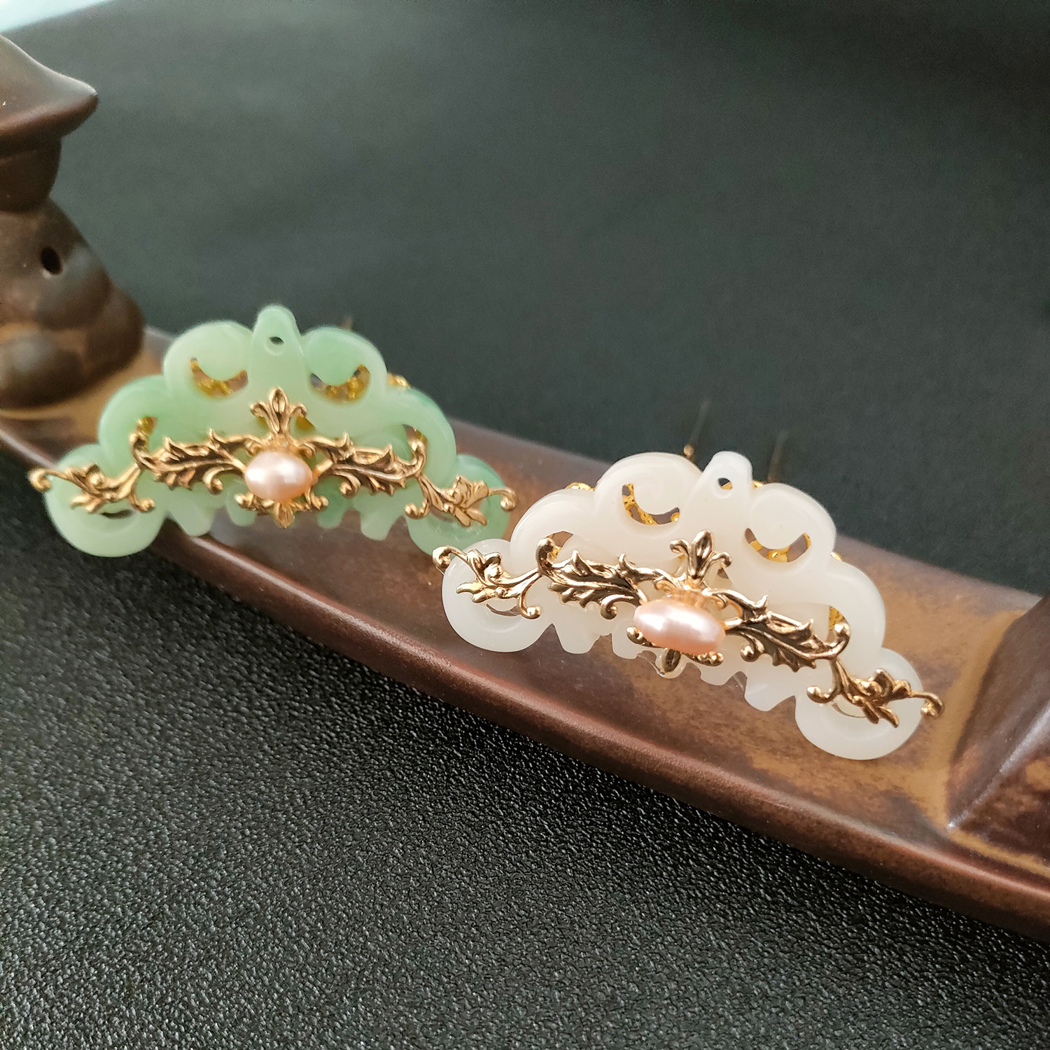 古风头饰天然珍珠岫玉钗簪民族风宋制唐明汉发型发饰