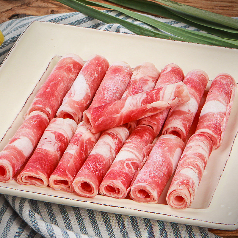 澳洲雪花肥原切肥牛卷牛肉片500g涮火锅套餐配菜食材新鲜家用肥牛