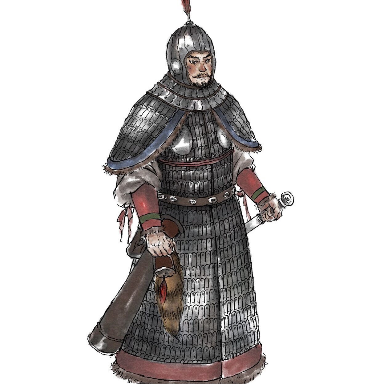 缀甲长乐公主甲胄仪卫图唐直身盔甲