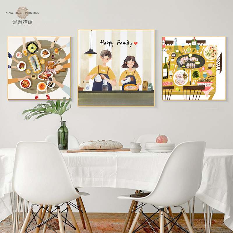 现代简约餐厅装饰画食堂饭厅墙面装饰挂画手绘甜点现代装饰画
