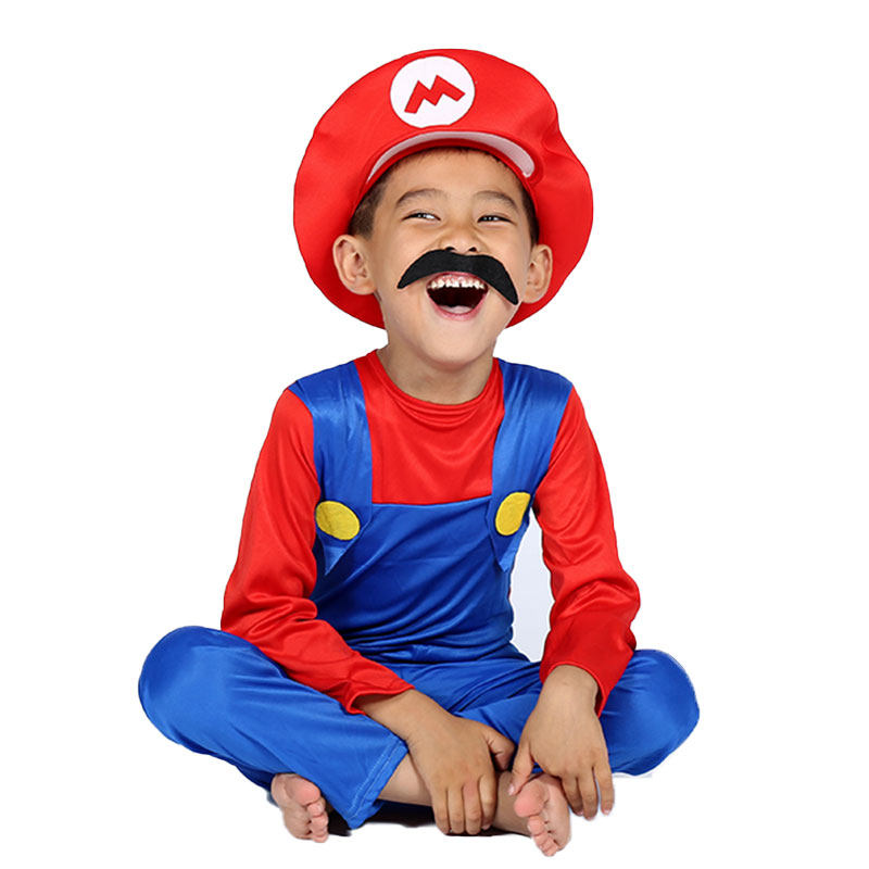 万圣节儿童cosplay卡通动漫马里奥服装亲子超级玛丽角色扮演服饰
