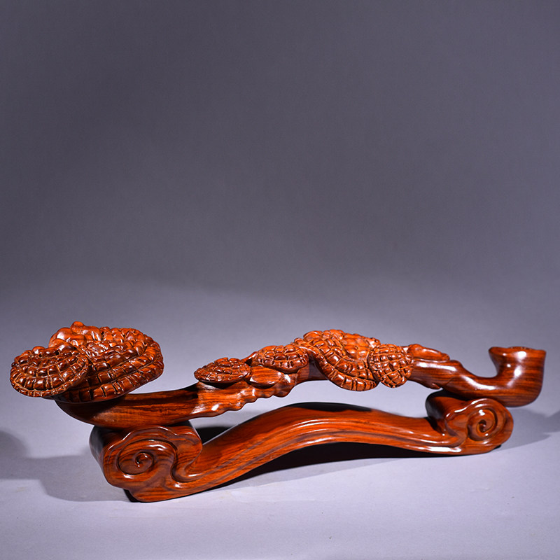 花梨红木雕刻灵芝如意摆件工艺品家居客厅玄关木雕
