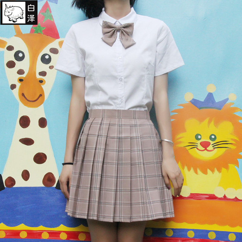 白泽学院衬衣子白百褶裙格子dk女装日式风格jk