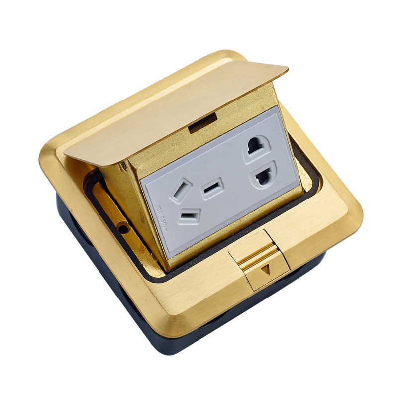 插座家装客厅家用地插阻尼防水全铜五孔缓冲地插