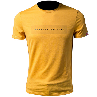 新款欧洲站男t恤英文字母潮印花黄色短袖修身圆领半袖潮牌t桖