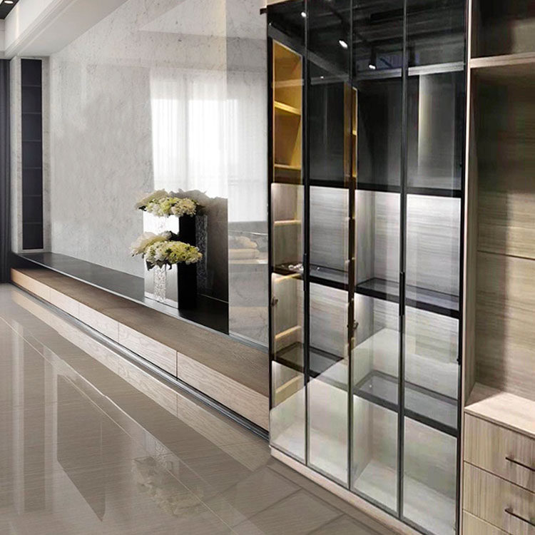 柜门轻奢定制制衣橱柜酒柜极简衣帽间开门铝框门扇