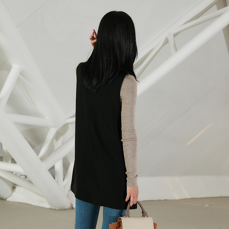 西装夹背马夹背西服黑色双排马甲新款2022韩版马夹