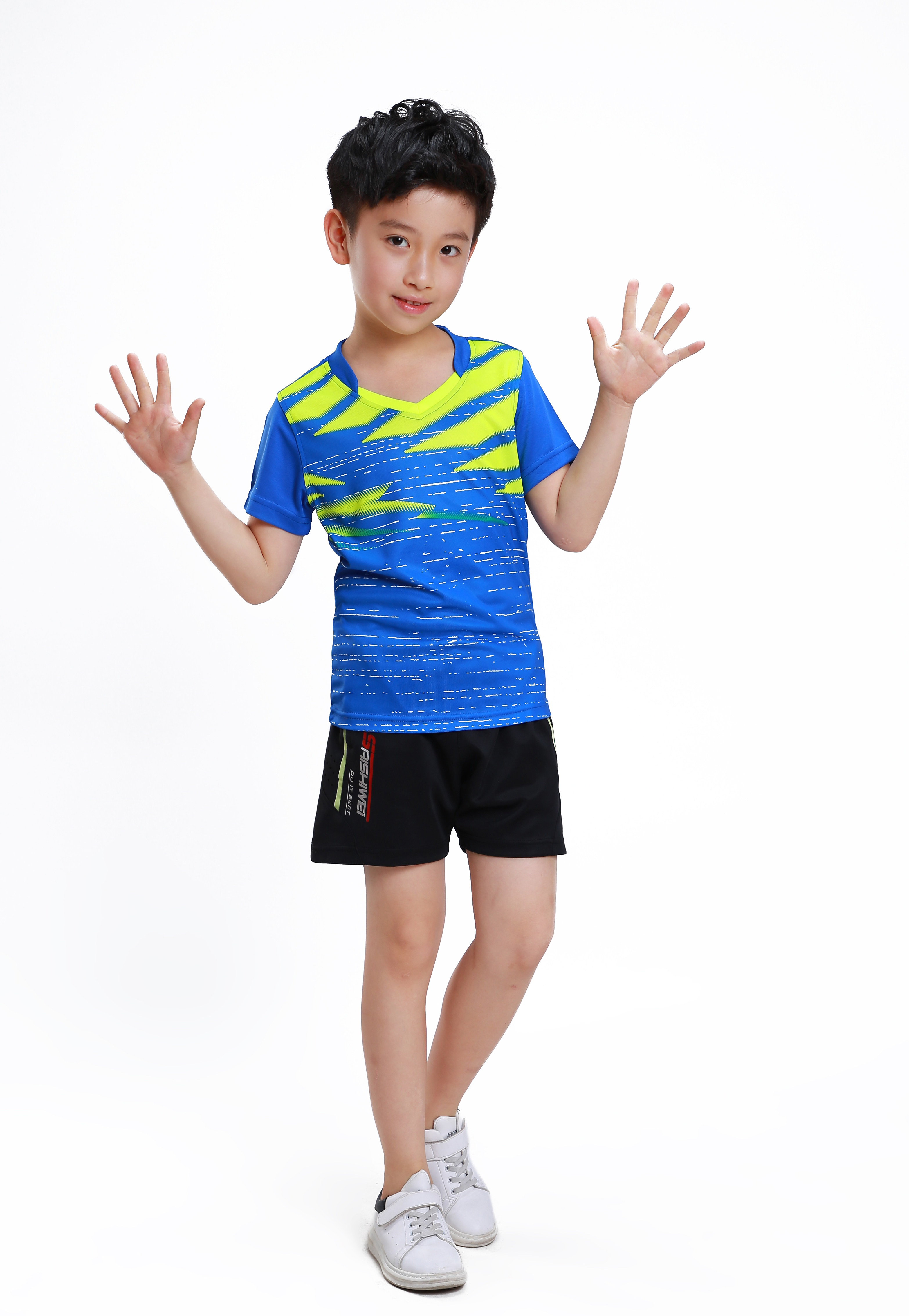 夏季新款赛事威儿童童装羽毛球男女学生装兵兵球衣羽毛球服