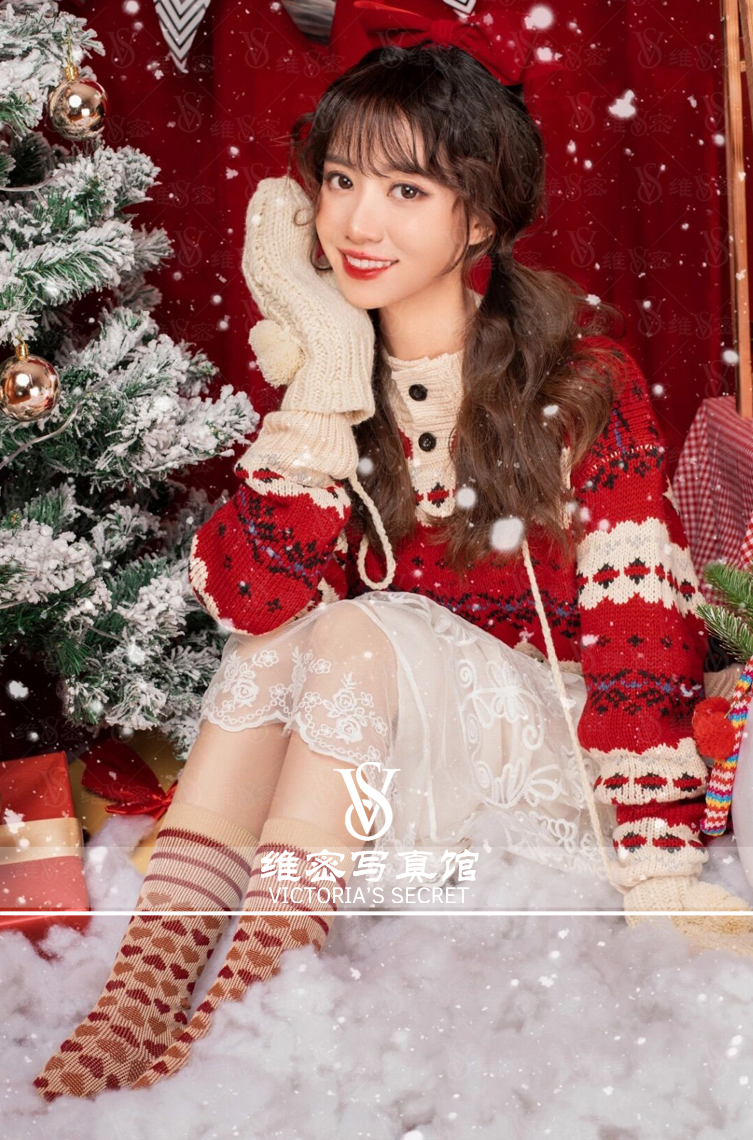影楼新款圣诞毛衣主题少女个人写真艺术照服装民族服装