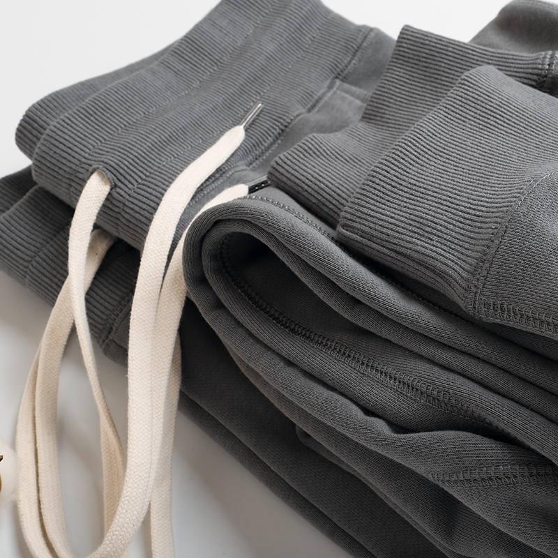 80度灰重磅纯棉毛圈布宽松收脚卫裤男休闲百搭运动束脚收口长裤秋