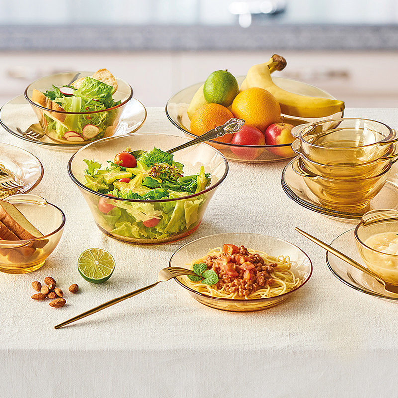 康宁餐具美国玻璃套组晶彩透明件套碗碟盘子玻璃餐具套装