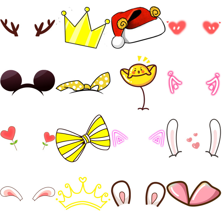 卡通可爱兔猫耳朵头饰蝴蝶结发卡照片装饰图案png设计素材