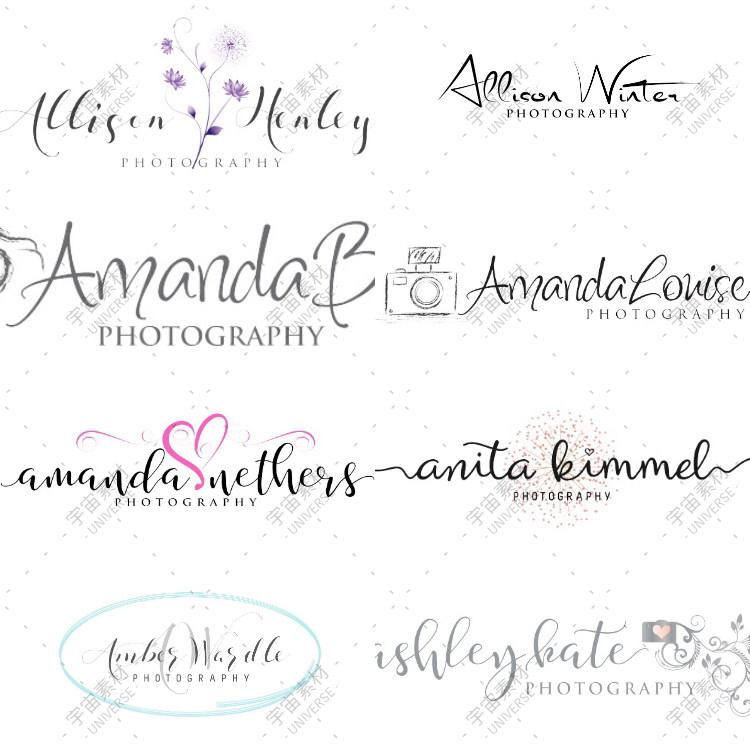 ins唯美英文手写字体店铺照片logo水印psd设计素材