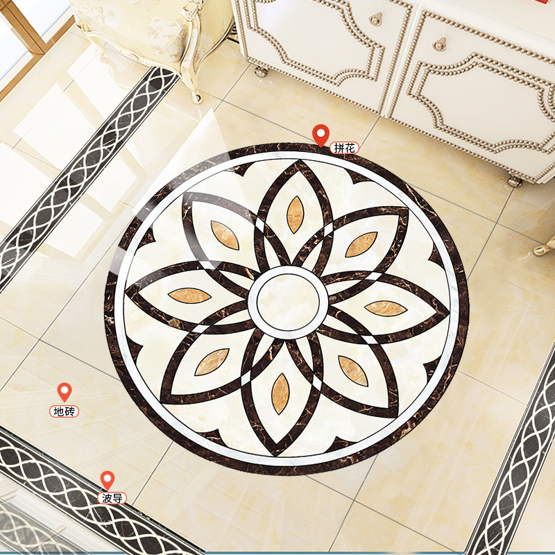 拼花客厅玄关大理石圆形地贴入户门自水刀防水墙贴