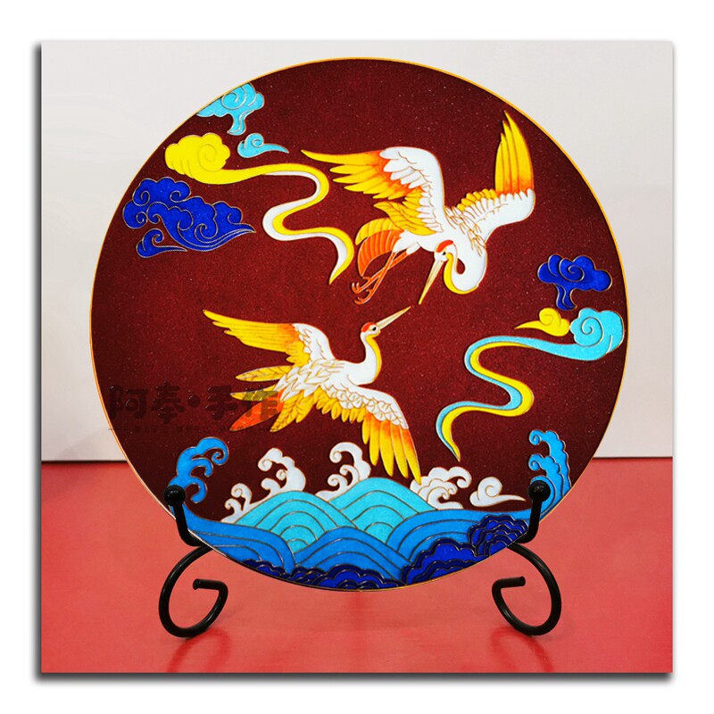 珐琅景泰蓝金丝彩丝彩砂画掐丝diy手工掐丝画材料景泰蓝