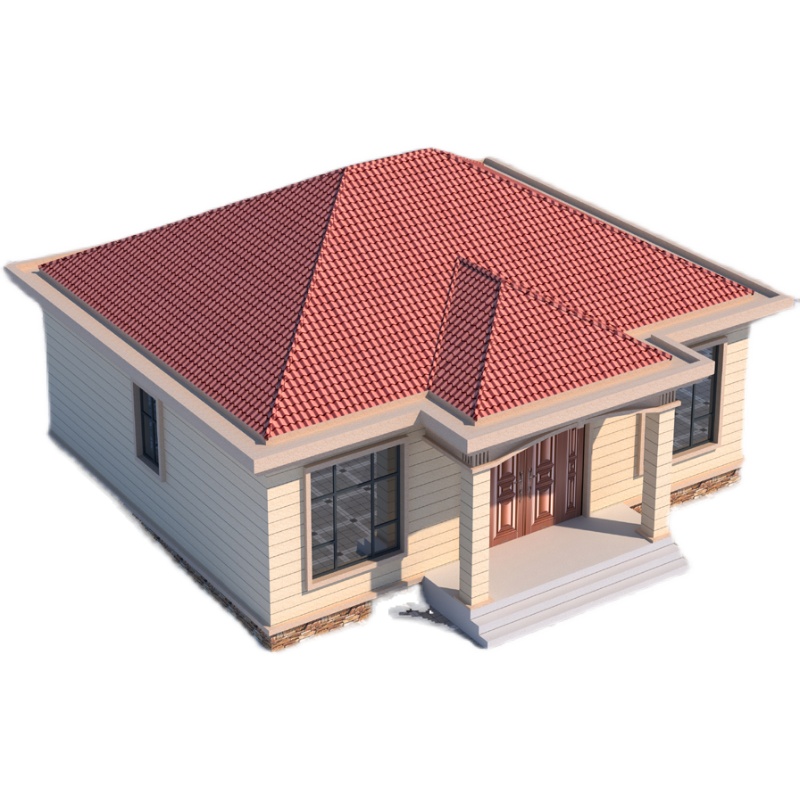 一层全套风格简约流行平屋顶建房自建农村别墅样图