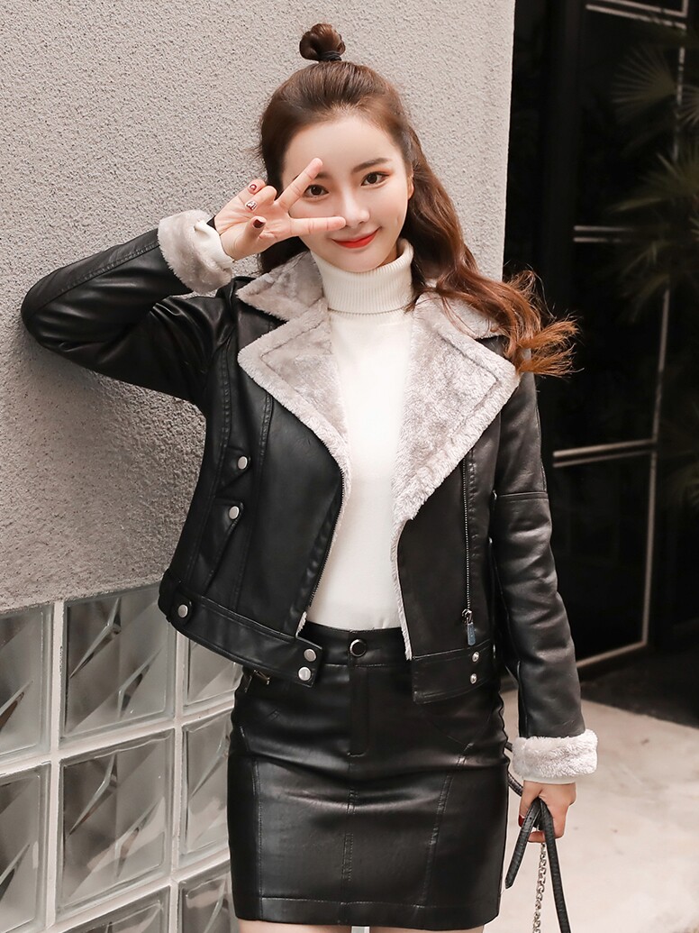 黄三怪-我的严选网 女装 皮衣女短款韩版pu机车黑色皮夹克春秋冬季