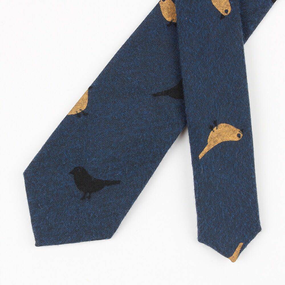 领带海外男士时尚印花窄版卡通图案小鸟领带