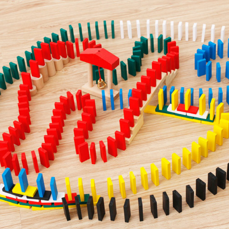 1000片儿童多米诺骨牌机关比赛木制玩具成人智力积木3-6-7-9-85岁