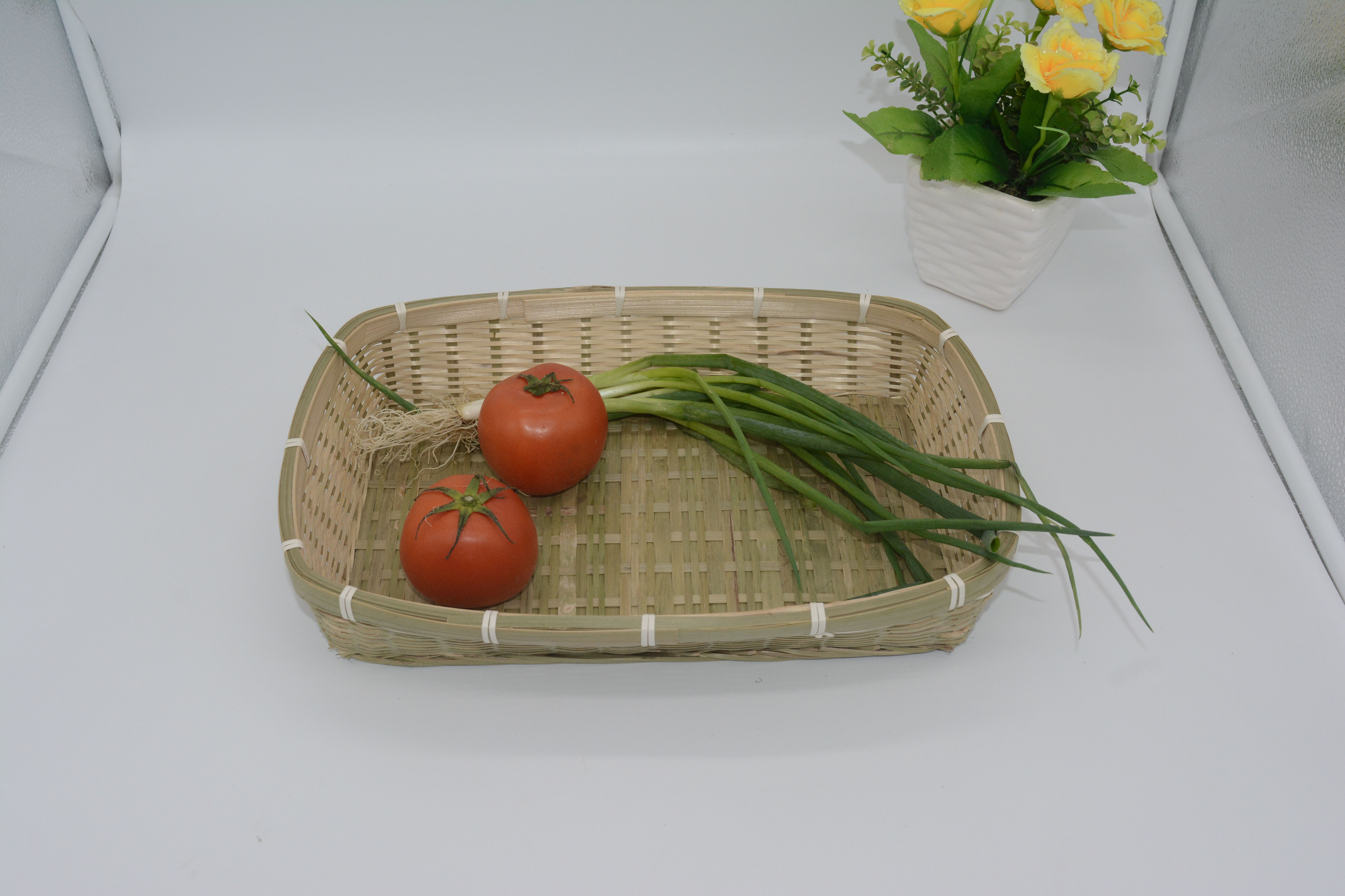 竹编篮手工托盘厨房收纳竹篮子方形竹簸箕收纳筐水果筐摆放蔬菜篮