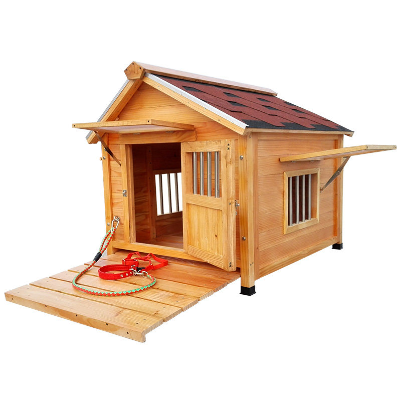 户外实木狗屋原木防水防腐中大型狗窝宠物别墅狗窝