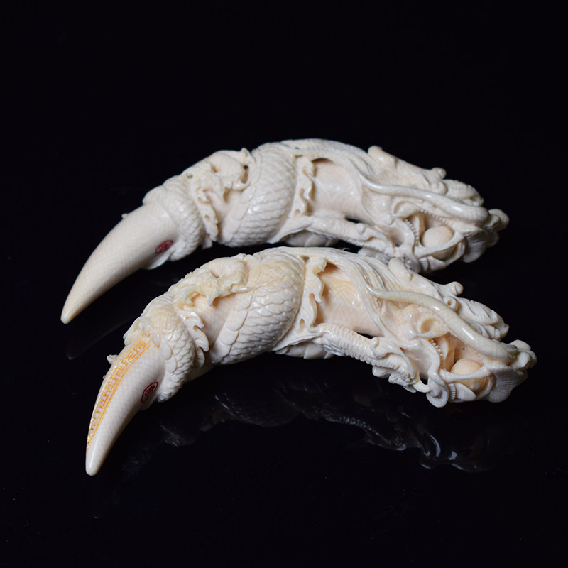 猛犸猛犸象象牙龙牙雕刻吊坠项坠虫虫大师手把项坠