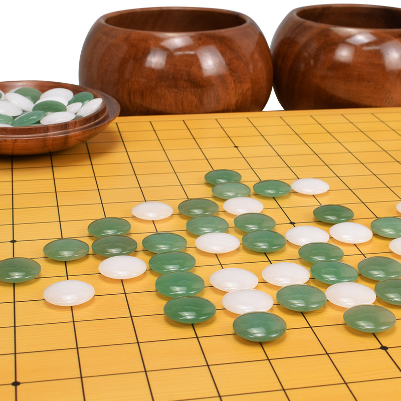 棋子围棋玉石御圣套装成人高档绿白水晶天然围棋