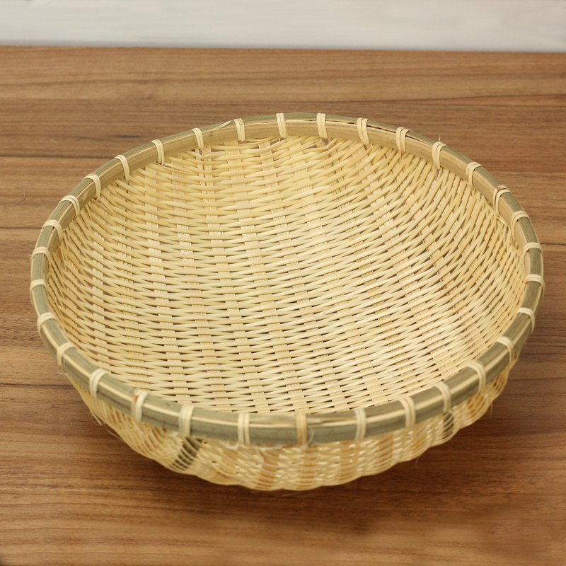 农家竹编簸箕竹筐沥水洗菜馒头面包收纳烟熏竹编