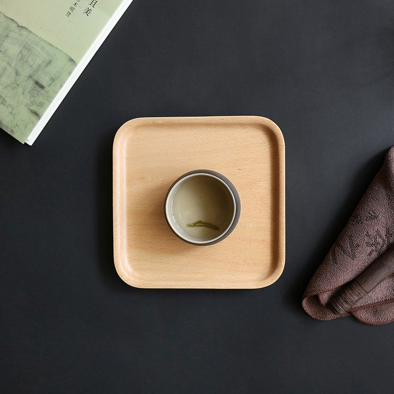 舍里 创意小茶托木制干泡茶盘 功夫茶具配件茶台茶海环保水果托盘
