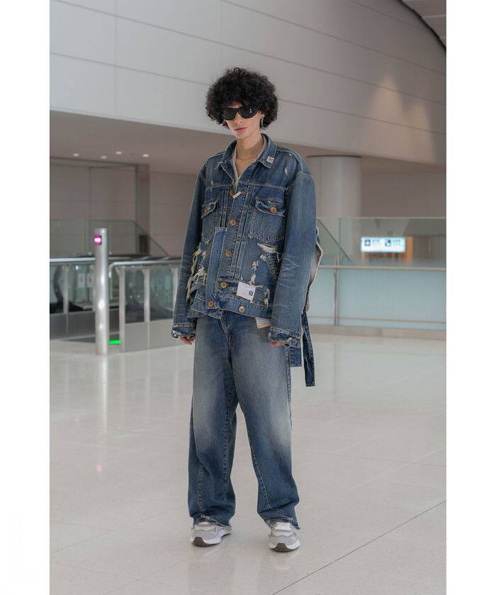 a08pt021日本代购miharayasuhiro三原康裕时尚连体牛仔裤休闲裤