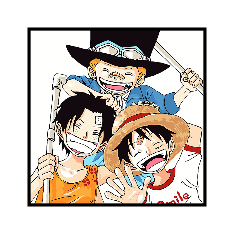 海贼王数字油画填色手绘diy创意礼物路飞艾斯萨博diy