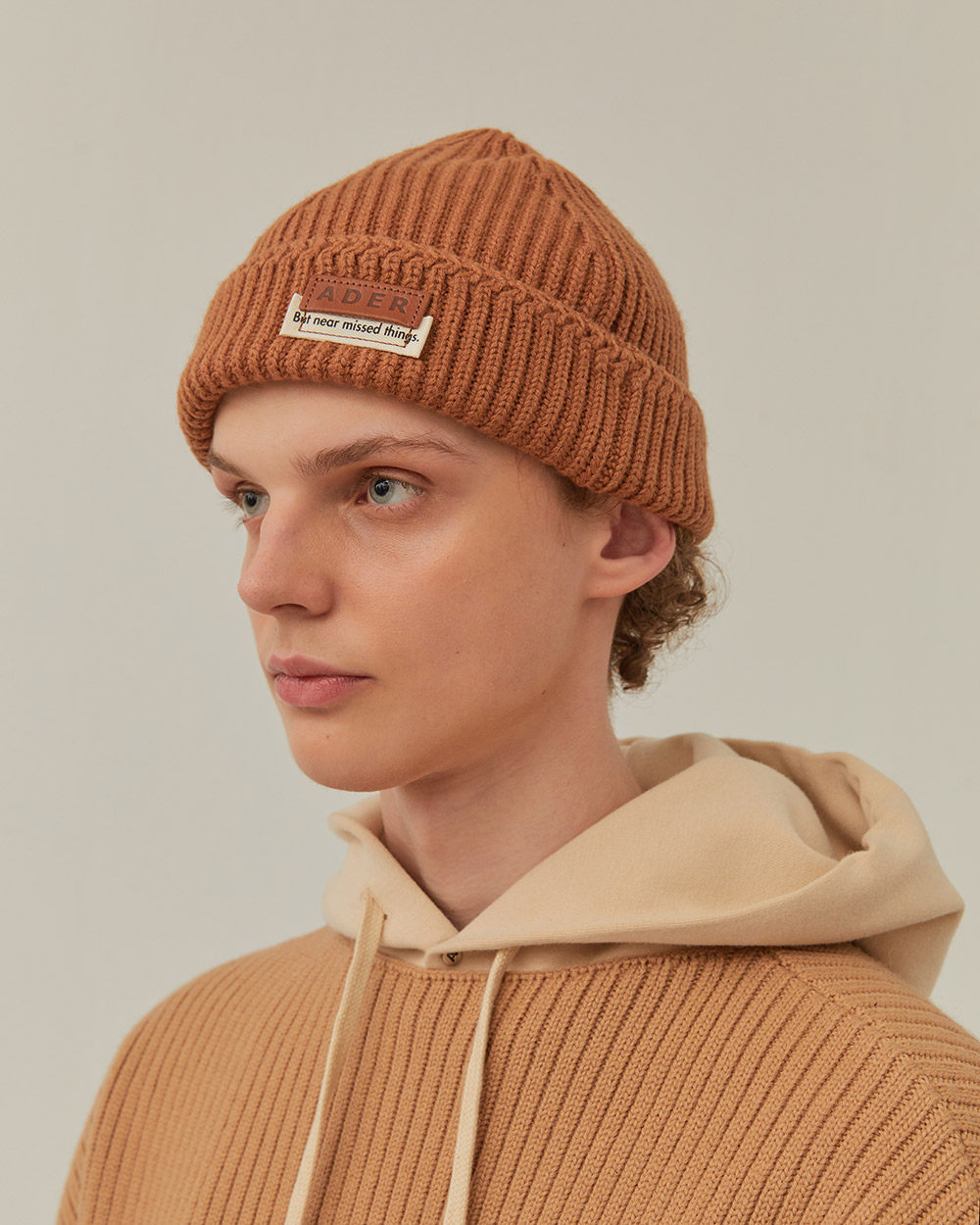 adererror正品秋冬新款韩国设计师潮牌标签毛线帽子