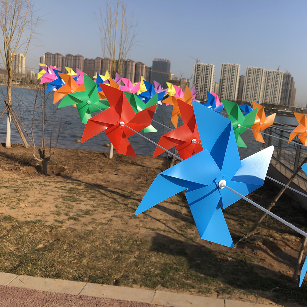 风车成品定制四叶户外旋转装饰小风车塑料景区风车